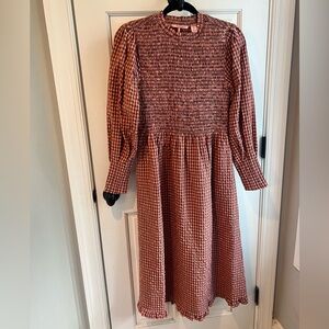 Scotch & Soda long sleeve smocked dress XS
